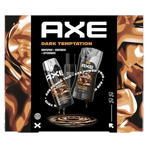 Axe Dark Temptation Gift Set with Body Spray, Shower Gel and Aftershave (150 ml + 250 ml + 100 ml)