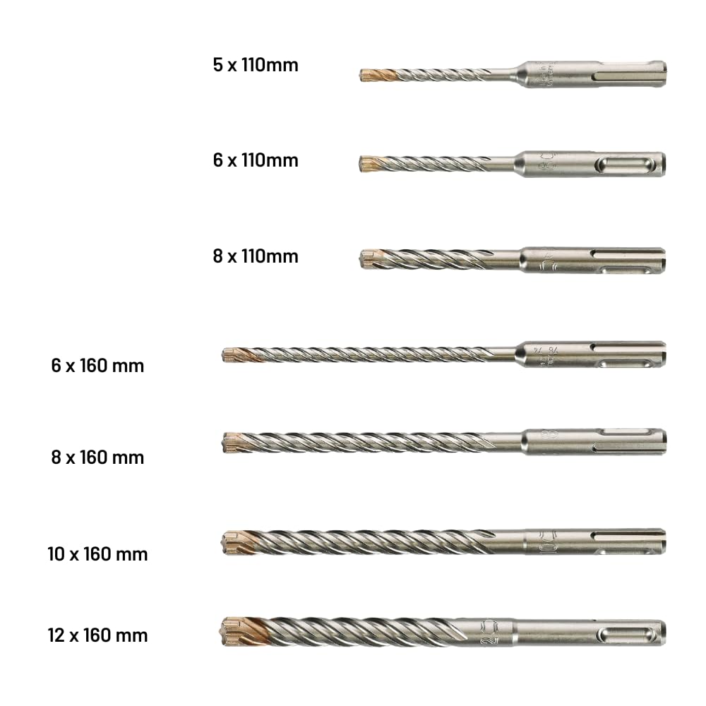 Coffret 7 Forets Béton SDS Plus 4 Taillants - HANGER THOR - Perçage Précis et Efficace