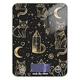 Schwarze und goldene Goth-Tarot-Katzen-Waage, tragbar, für Reisen, 5 kg/5 g, digitale Küchenwaage mit 4 Einheiten für Gewürze, Kochen, Gewichtsverlust (Batterien nicht im Lieferumfang enthalten)