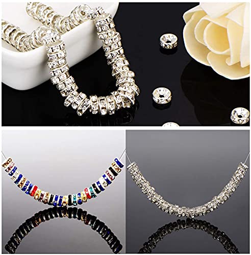 Allb 100Pcs Rondelle Spacer Beads 10Mm Silver Plated Czech Crystal Rhinestone For Jewelry Making Loose Beads For Bracelets #TOP5