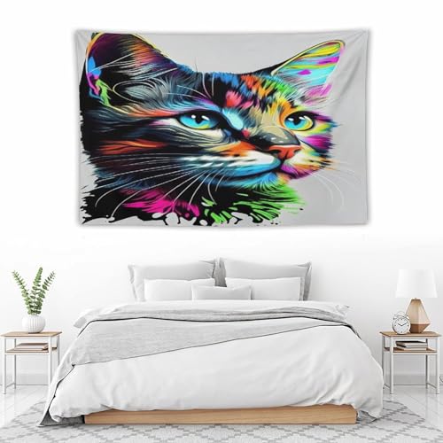 Tapis mural esthetique chat PAZZK deco murale grand format
