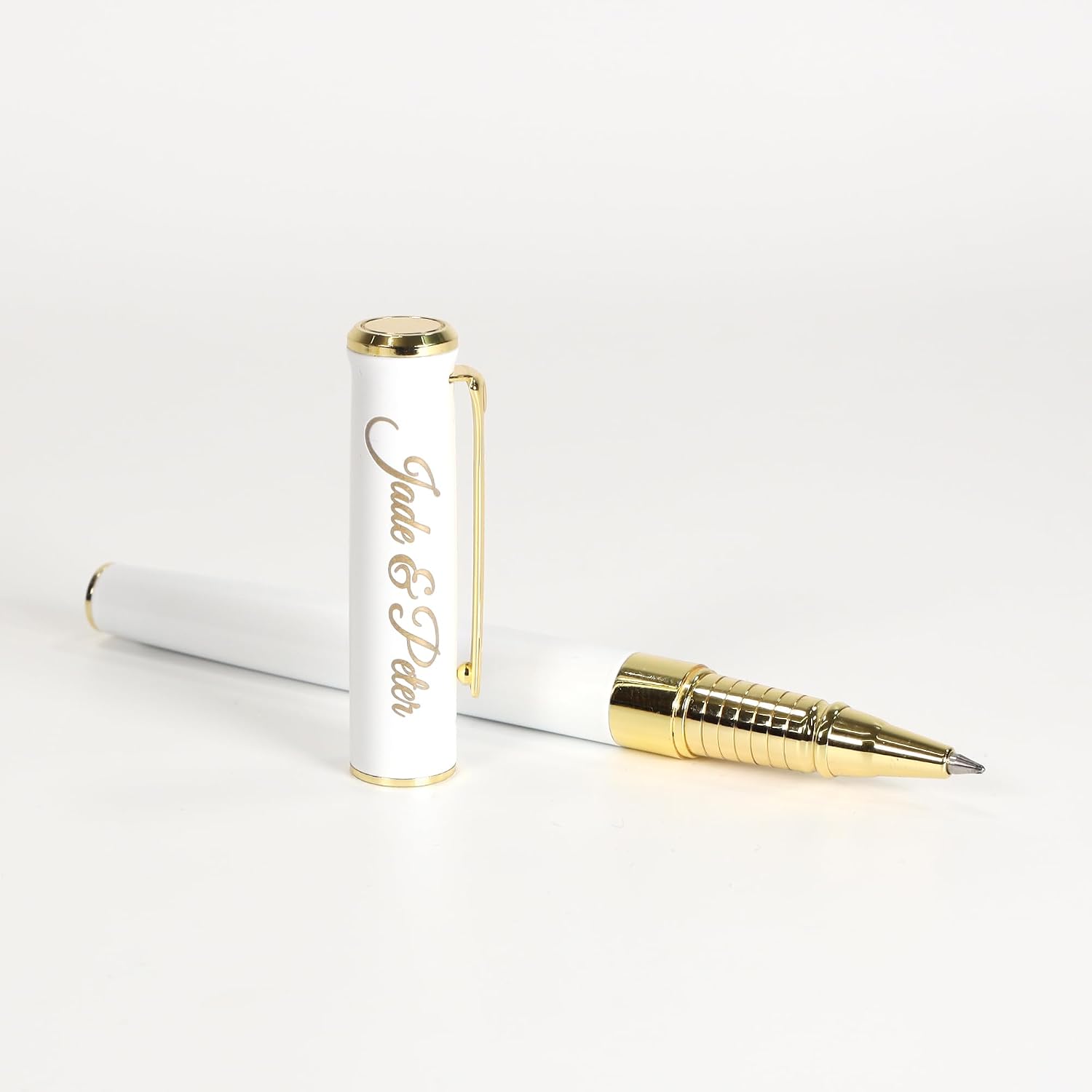 Personalized Custom Premium Metal Pen + Gift Box | Design A Truly Unique Present | Laser Engraved - White