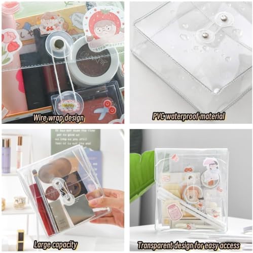Image of 2Pcs Sticker Organizer Transparent Washi Tape Organizer, Large Capacity Visible Stationery Sticker Storage Bag, Sticker Holder Portable Pouch for Journals, Travel, Planner, Office Supplies