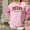 BABWWNIX Christmas Sequins Sweatshirts Women Glitter Oversized Pullovers Tops Graphic Funny Santa Xmas Holiday Sparkly Shirt (E-Pink, L) #4