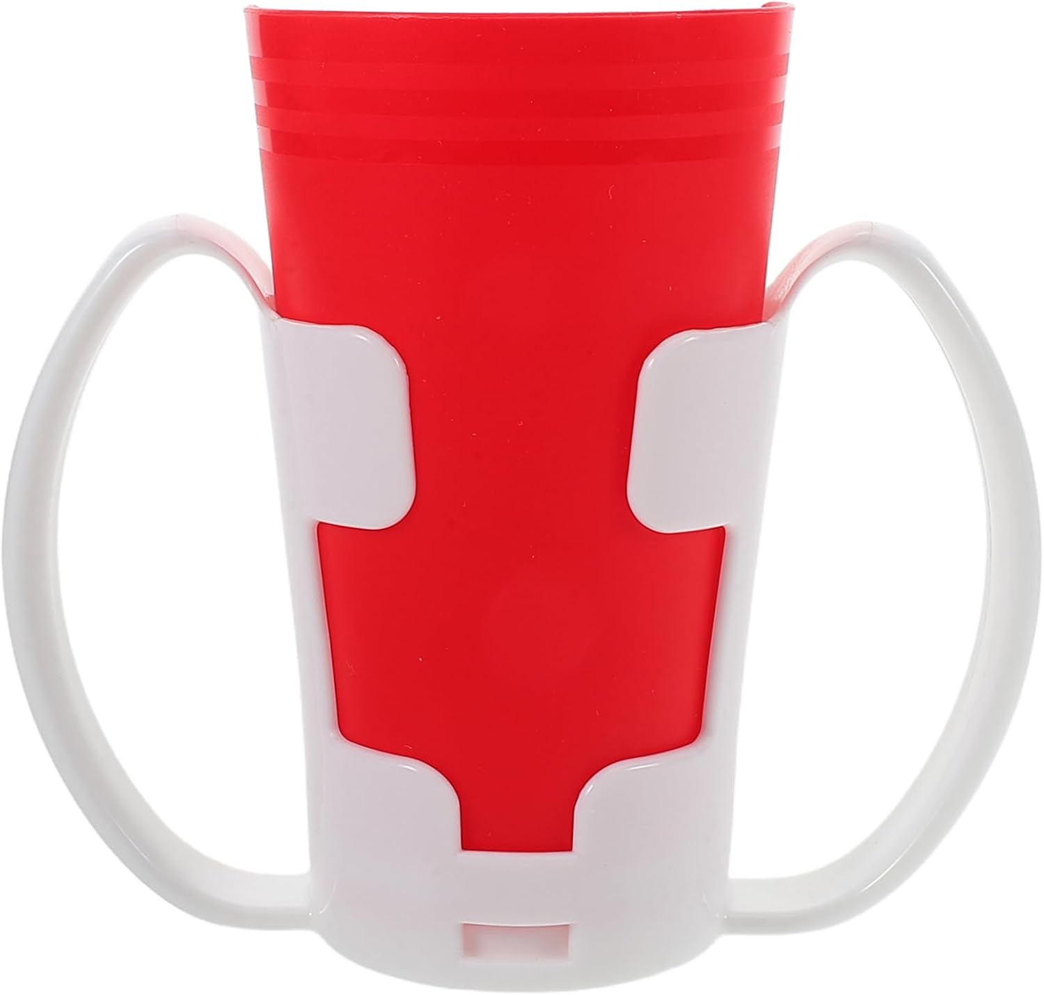 Nosey Drinking Cup for Elderly Special Handle Design for Easy Swallowing Support Durable Plastic Training Cup for Adults with Coordination Red Color with Base
