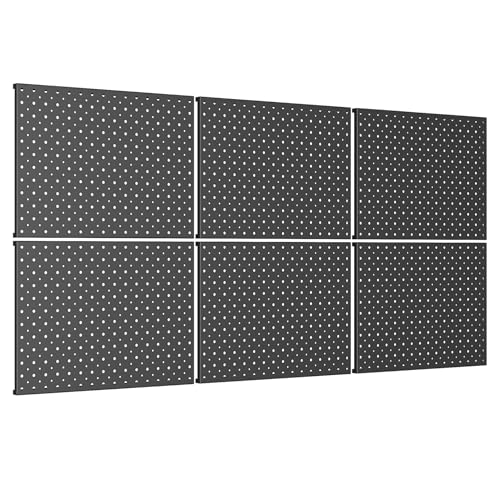 TORACK 6 PCS 12x16 in Metal Boards for Garage, Workbench, Tool Organizer Pegboard with 1/8" & 1/4" Holes, Modular Wall-Mounted Peg Board(6 Black Boards) by TORACK - Used condition - US$42.23