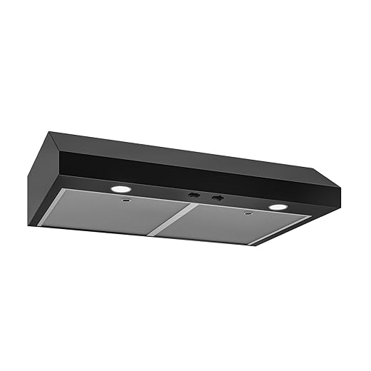 Broan-NuTone 30-Inch Black Under Cabinet Range Hood- Trusted Quiet Power with 350 CFM, 1.5 Sones for Effective Everyday Kitchen Ventilation