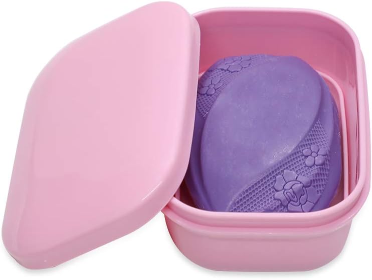 Soap Dish 2 Pack Waterproof Portable Soap Tray for Travel, Home, Outdoor, Camping, Gym - Light Pink image 2