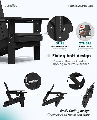 Serwall Hdpe Folding Adirondack Chair With Dual Cup Holder thumb #6