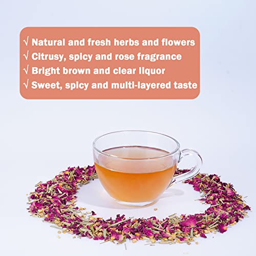 Taimei Teatime Modern Black Ceramic Tea For One Set Bundle With Lemongrass Ginger Rose Herbal Tea Loose Leaf (120G) Organic Caffeine Free, Hot And Iced Tea #TOP7