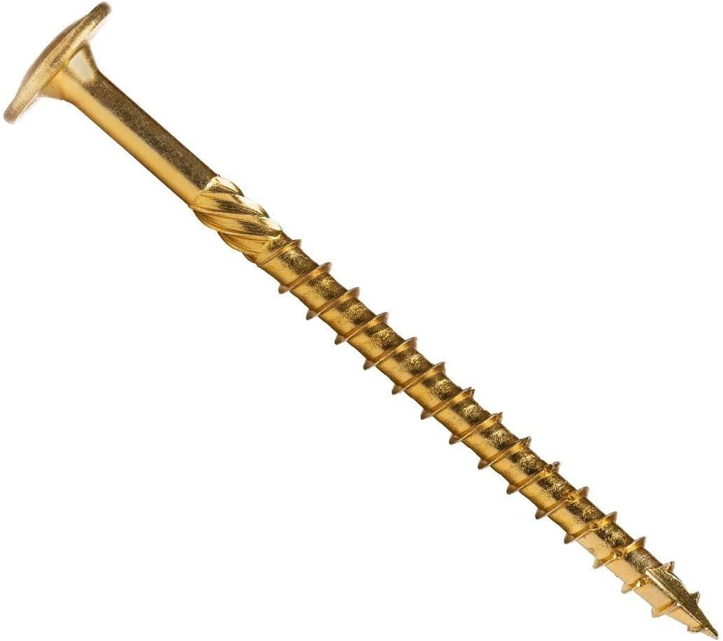 PARCO Wafer Head Timber Screws, T-Star, Cut, Partially Threaded, galvanised Gold Steel, with EU Approval 8,0 x 200 mm, Pack of 50