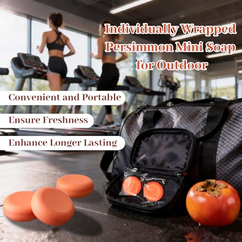 Image of 14PCS Travel Size Persimmon Soap Bar for Old People Smell, Handmade Soap | Individually Wrapped Natural Deodorant Hotel Soap for Body Odor, Long Freshness for Travelling