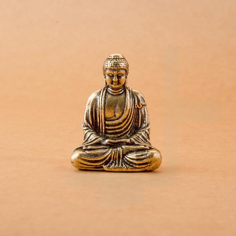 Figura decorativa de Buda de cobre mini portátil