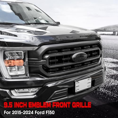 BESTAOO 9.5 Inch Front Grille Rear Tailgate Emblem Compatible with 2015-2024 Ford F150,Overlay American Flag Decals Exterior Accessories, Black