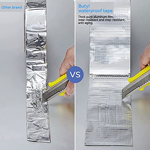 Taipintee Wasserdichtes Klebeband 5m*10cm,Dichtungsband Selbstklebend, Dichtband dusche,Butylkautschuk ​Aluminiumfolie dichtband,für Dachleckage, Oberflächenriss, Fensterbankspalt, Rohrbruch