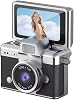 Yeco 48 MP Mini Dijital Kamera, Dönen Ekranlı Selfie Vlog Kamera, 1080P Video, Flaşlı, Type-C Şarj, SD Kart Destekli, Anahtarlık Tasarım – Siyah