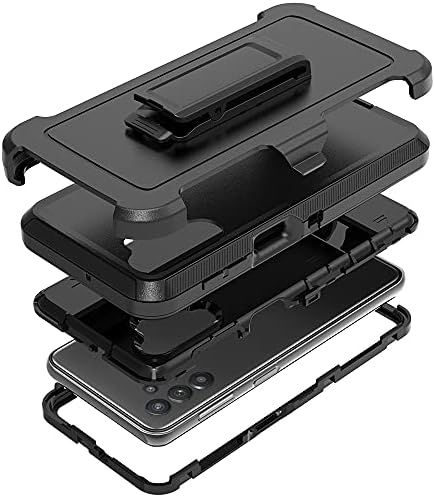 TENCO Compatible with Samsung Galaxy A32 5G Case,with Screen Protectors,Heavy Duty Rugged Shockproof Full Body Protection Kickstand Case Belt Clip Holster for 5G(Black), SM-A326B, SM-A326BDS
