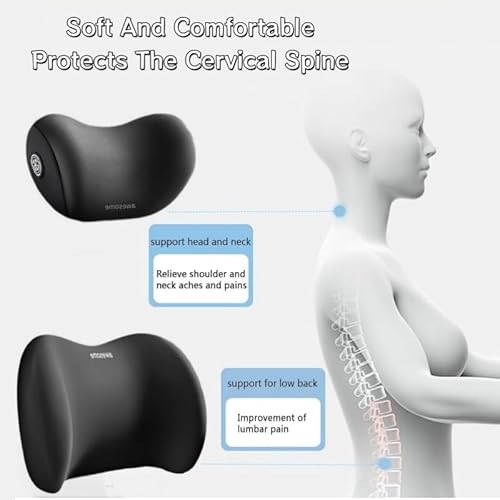 GDCARSL Kit de almofada de apoio de cabeça e lombar para carro, almofada ergonômica de pescoço e ass