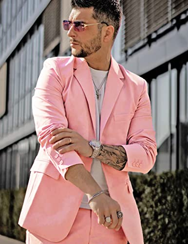 Image of COOFANDY Pink Blazers Men Casual Light Sport Jacket Slim Fit Wedding Blazer (Pink XS)