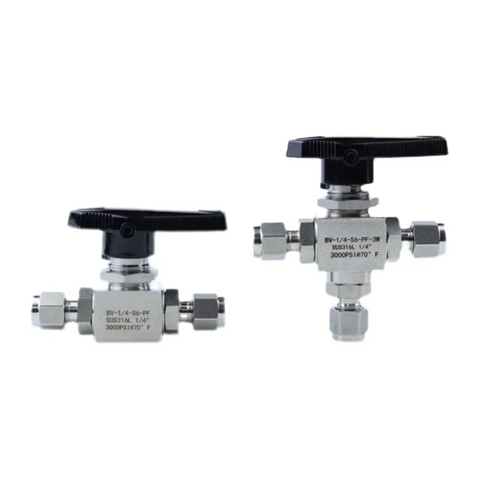 Válvula de Bola de Acero Inoxidable 316 de 3 vías, 3000 PSI, 3, 6, 8, 10, 12 mm, 1/8", 1/4", 3/8", 1/2"(tee,10mm)