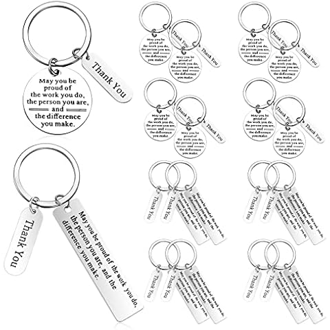 Yinkin 16 Pcs Employee Appreciation Gifts Bulk Thank You Gifts For Coworker Keychain for Office Christmas Favors (Silver) Cover