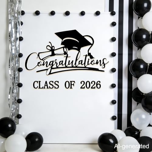 Decoración Vinilo Pared Graduación Congrats Grad Negro miniatura 5