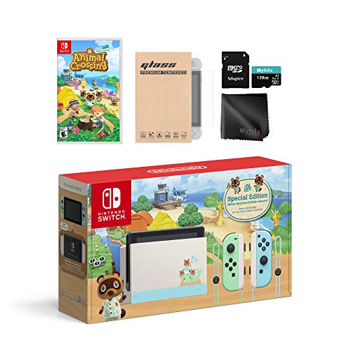Mytrix Animal Crossing Switch Console Holiday Combo: Switch Limited 32GB Console, Animal Crossing New Horizon Game Switch Accessories Kit
