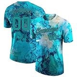 Custom Tie Dye Style Baseball T-Shirt Sports Jersey for Youth Men Women Teens Boys Girls Personalized Team Uniform with Name Number Logo Print Front and Back, Green Casual Short Tee Shirts