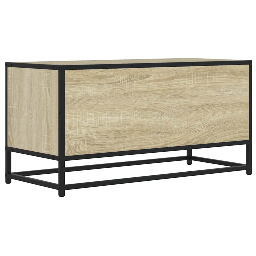 Szafka pod telewizor, dąb Sonoma, 80 x 34,5 x 40 cm, materiał drewnopochodny i metal, szafka pod telewizor z miejscem do przechowywania, niska szafka do salonu, sypialni, kina domowego i