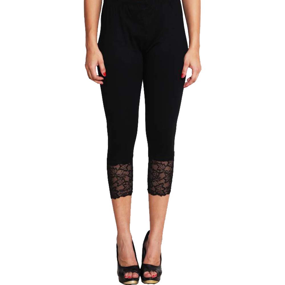 stunning collection Women's Regular Fit Cotton Leggings (SCTLACECAPRIWOMEN_Black_L)-picture-44