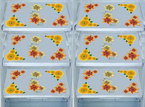 Image of DakshyaIndustries Pack of 6 PVC Printed Fridge Mat /Refrigerator Mat (Red&Purple)