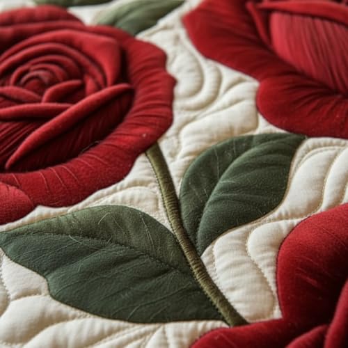 Image of Decor Well 7d Bedsheet for Double Bed King Size with 2 Pillow Covers, Polycotton 220 TC Super Soft & Breathable, Wrinkle Free Red Rose-4 Printed Bedsheet Set (90x100 Inch)