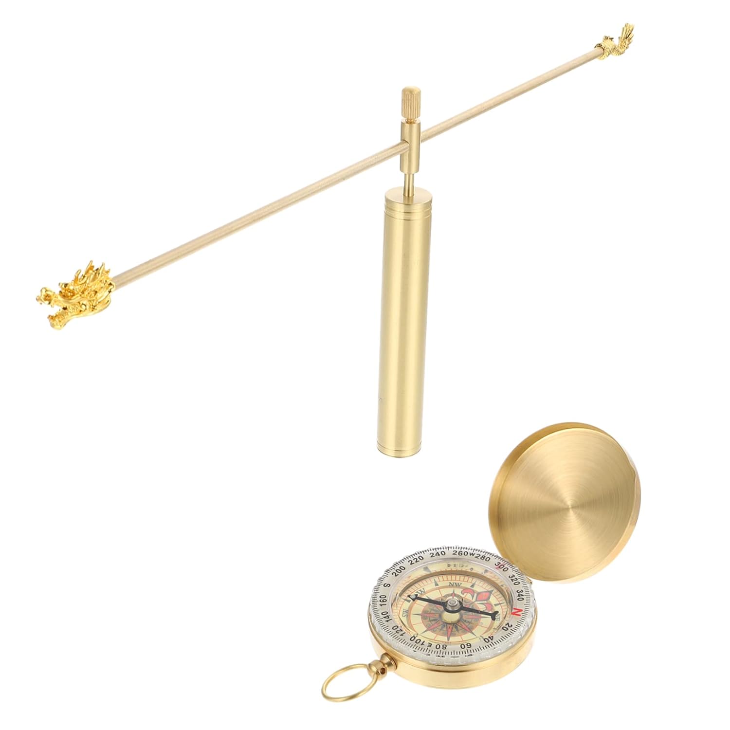 Pure Copper Dowsing Rod Compass Feng Shui Probe Tool Lightweight Detachable for Water Source Detection