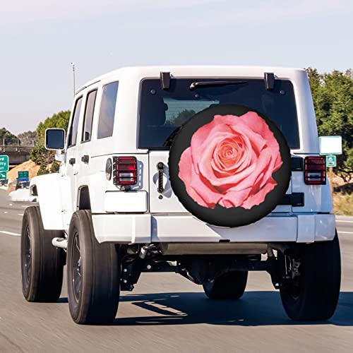 Image of Pink Red Rose in Full Bloom Spare Tire Cover Dust-Proof Wheel Tire Cover Fit Trailer, RV, SUV and Many Vehicle 15 Inch