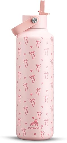 Miniatura 27 de POWCAN Botella de agua para niños de 18 onzas: a prueba de fugas, mantiene el frío 24 horas, apta para portavasos, asa superior, sin BPA, botella de