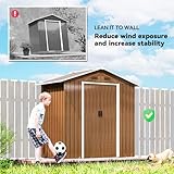Outsunny 6.5 x 3.5ft Metal Garden Shed, Outdoor Storage Shed for Tool Organization with Double Sliding Doors and 4 Vents for Garden, Patio, Brown Wood Effect - Image 8