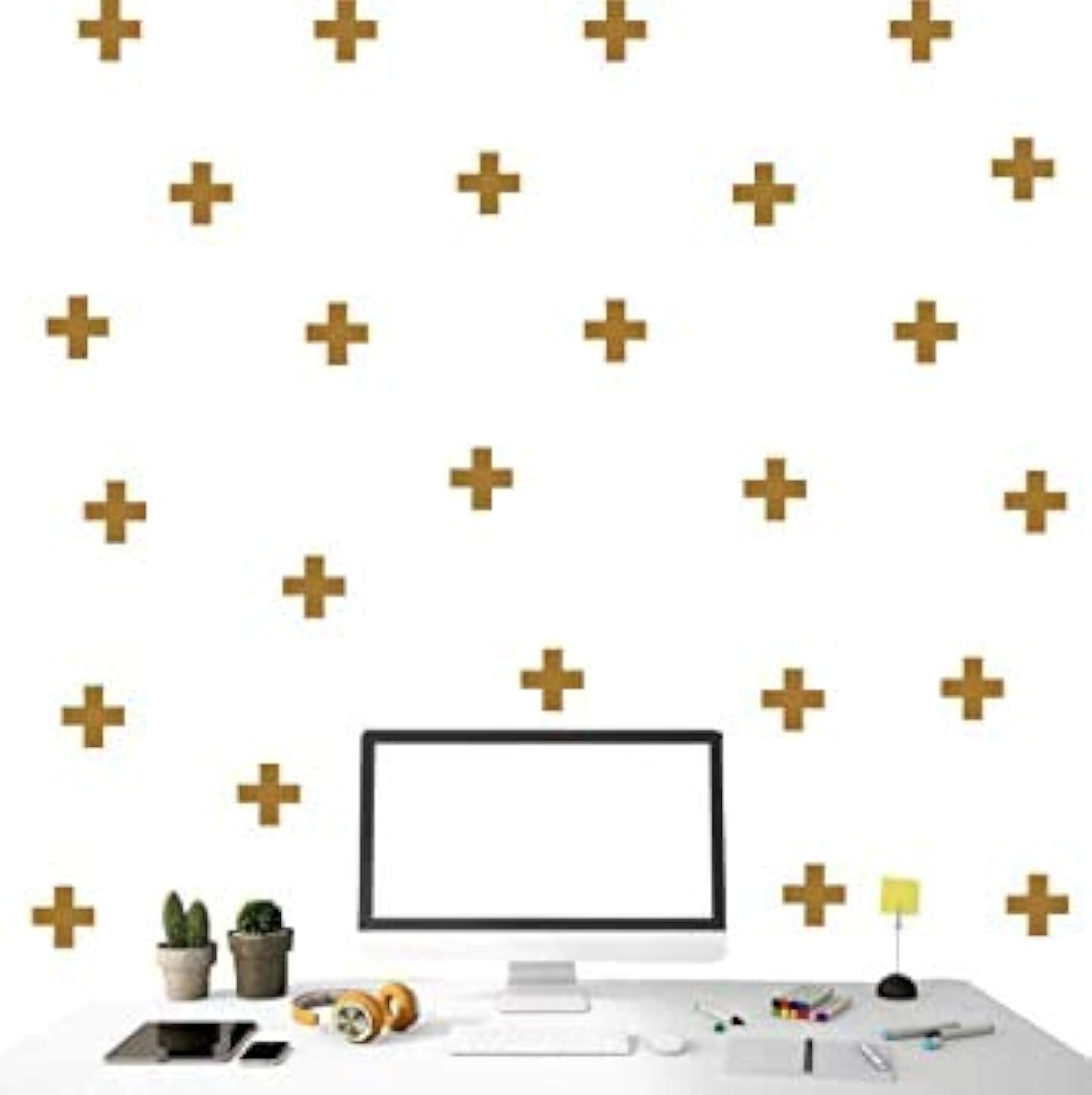 BugyBagy - Letrero dorado de 5 cm, 125 calcomanías de pared extraíbles para decoración de habitación de niños + decoración de vinilo (oro mate)