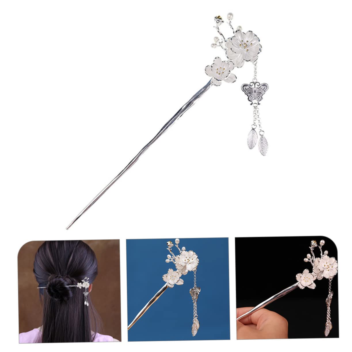 POPETPOP 5piezas Horquillas De Pelo Elegantes Decoración De Flor De Ciruelo y Borlas Accesorios De Peinado Para Mujeres y Niñas Herramienta De Estilo Retro Para Eventos Formales