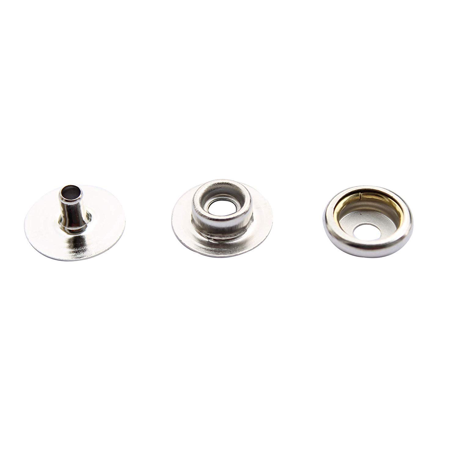 Weddecor 50 Bottoni A Pressione In Ottone Argento 15 Mm Per Abbigliamento, Pelle E Fai Da Te - 3