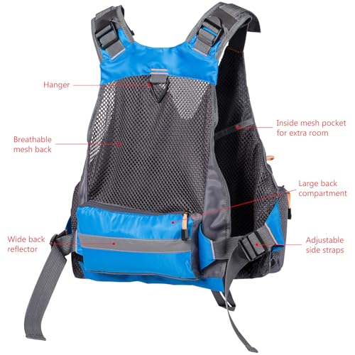 Image of BASSDASH Strap Fishing Vest Adjustable for Men and Women, for Fly Bass Fishing and Outdoor Activities