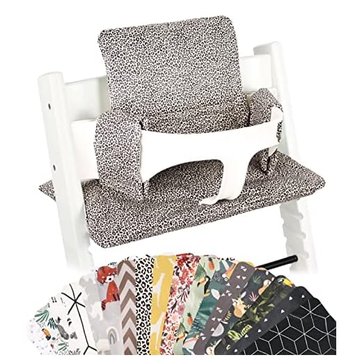 Ukje | Sitzkissen für Stokke Tripp Trapp Hochstuhl | Abwaschbar | Viele Farben & Muster | Tripp Trapp Kissen Polster Sitzauflage | Extra dick | Sitzverkleinerer Tripp Trapp Cushion | Leopard