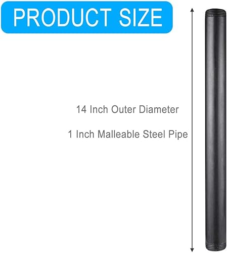 Vista 32 de Accesorios de pezones de acero maleable negro de 1 x 18 pulgadas, pezones de tubo roscados de 1 pulgada, estilo vintage industrial Steampunk DIY
