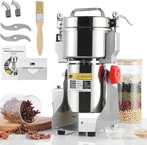 CGOLDENWALL 400g High-Speed Electric Grain Grinder Mill Stainless Steel Powder Grinder Machine Commercial Grain Mill Spice Grinder Pulverizer for Dried Cereals Grains Spices Herbs 110V Gift for Mom/Wife CGOLDENWALL 400g High-Speed Electric Grain Grinder Mill Stainless Steel Powder Grinder Machine Commercial Grain Mill Spice Grinder Pulverizer for Dried Cereals Grains Spices Herbs 110V Gift for Mom/Wife