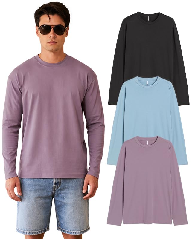 Image of Sleepynuts Regular fit Cotton Full Sleeve Plain T-Shirt for Men (Pack of 1,2,3 Size Small to 3XL)