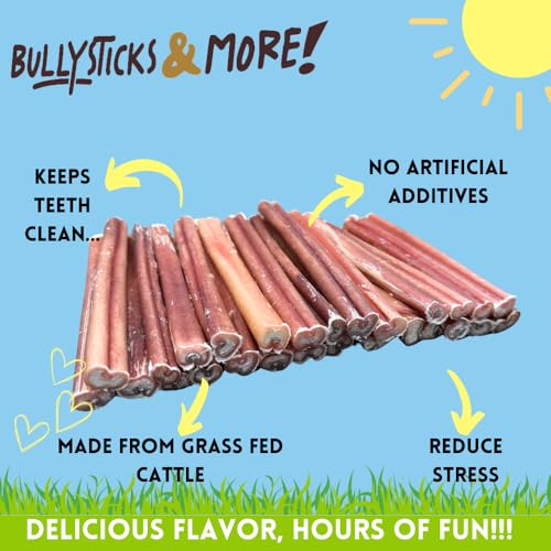 Image of BULLYSTICKS & MORE 6 Inch Bully Sticks (Regular - 30 Pack) | Bully Sticks for Medium Dogs | 100% Grass Fed Beef | Dog Parents Choice Bully Stick Dog Chews | No Hide Bully Bones