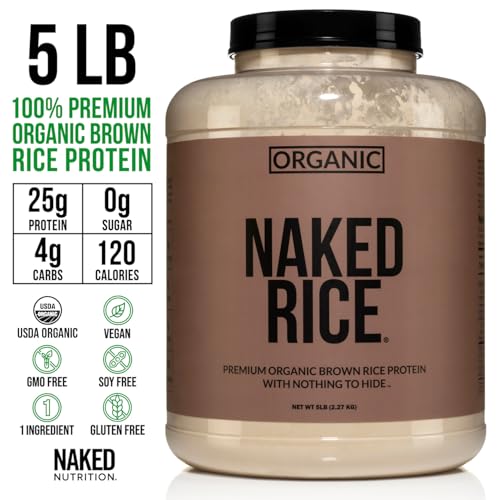 Image of NAKED nutrition Rice - Organic Brown Rice Protein Powder - Vegan Protein Powder - 5Lb Bulk, Gmo Free, Gluten Free & Soy Free. Plant-Based Protein, No Artificial Ingredients - 76 Servings