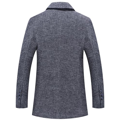 Men's Stylish Wool Blend Coat With Detachable Soft Plaid Scarf Classic Business Single Breasted Winter Trench2