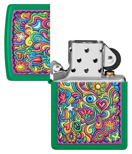 Image of Zippo Trippy Design Grass Green Matte,Windproof Pocket Lighter, Refillable, (BIS Certified)