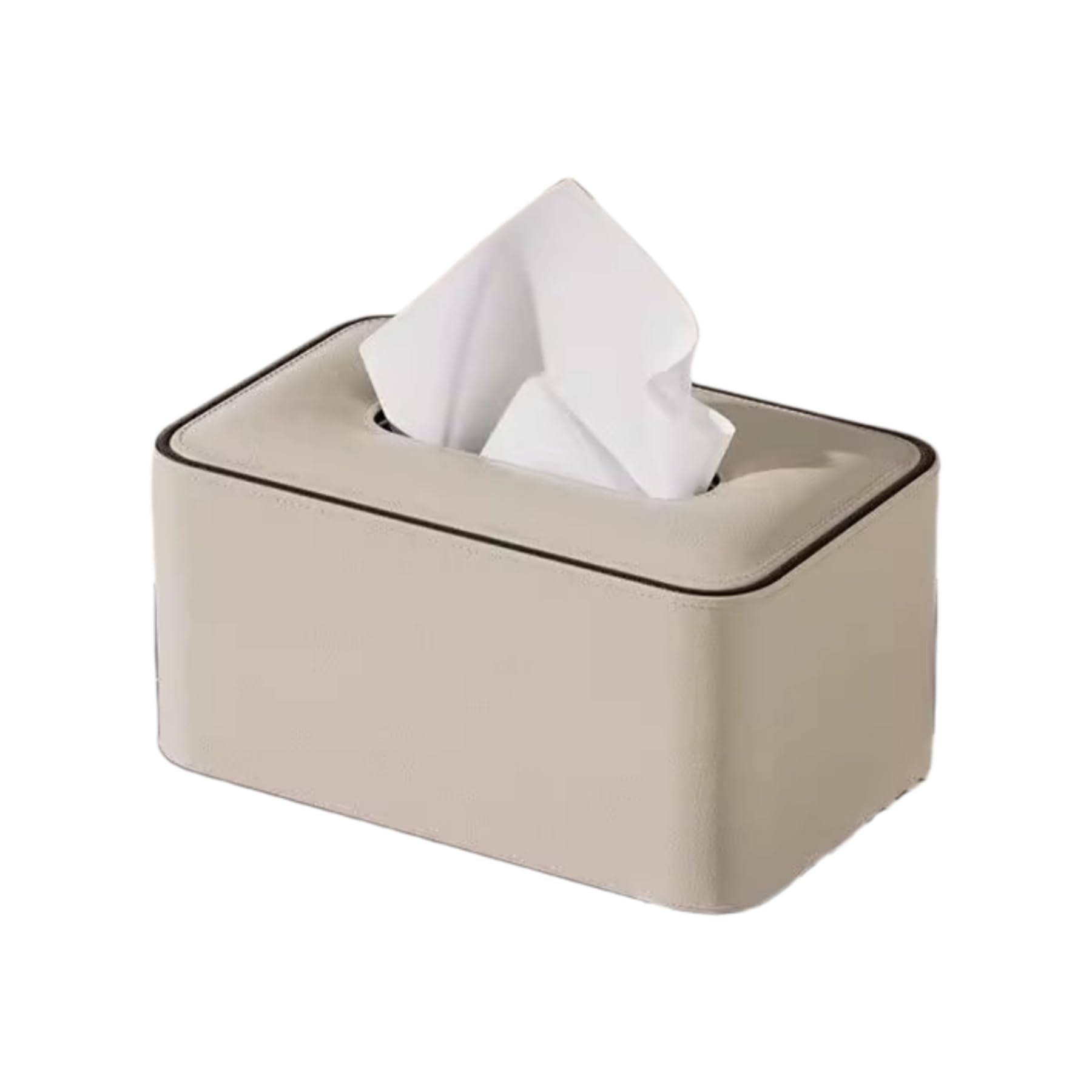 Soft-Touch PU Leather Tissue Box Cover, 20mm Large Arc Corners, 5 Styles & Colors, for Standard Rectangular Tissues-Milk Brown
