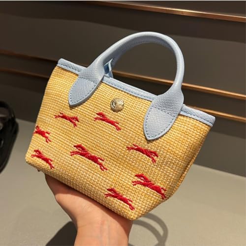 Straw Purse Straw Bag Small Hand-held Tote Bag Shoulder Crossbody Women's Mini Vegetable Basket Straw Purses4